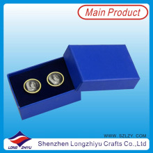 Cufflink Old Woman Photo Cufflink Finding with Epoxy Blue Cufflink Gift Box (LZY-00215)